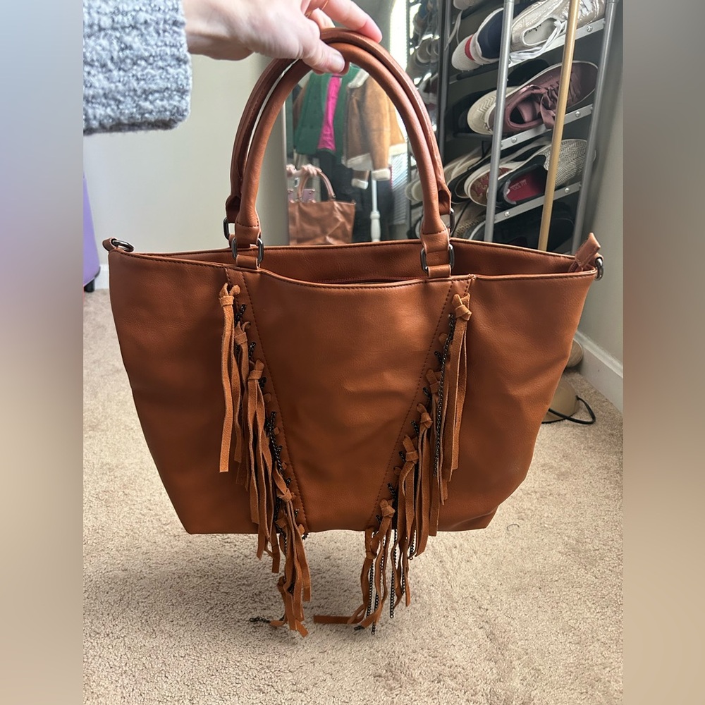 Dolce Vita Brown/Tan Fringe Tote Bag